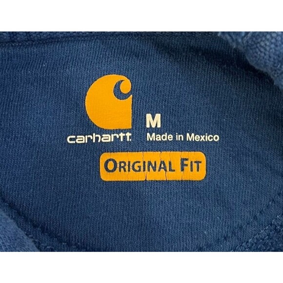 Carhartt Hoodie Men’s Medium Midweight Original Fit Blue Sweatshirt Graphic Logo - Picture 4 of 7